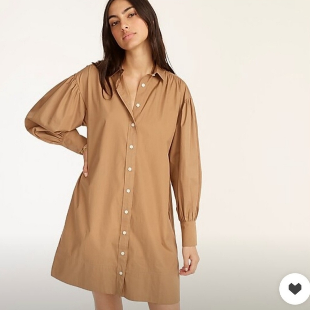 JCrew Puff Sleeve Cotton Poplin Shirtdress